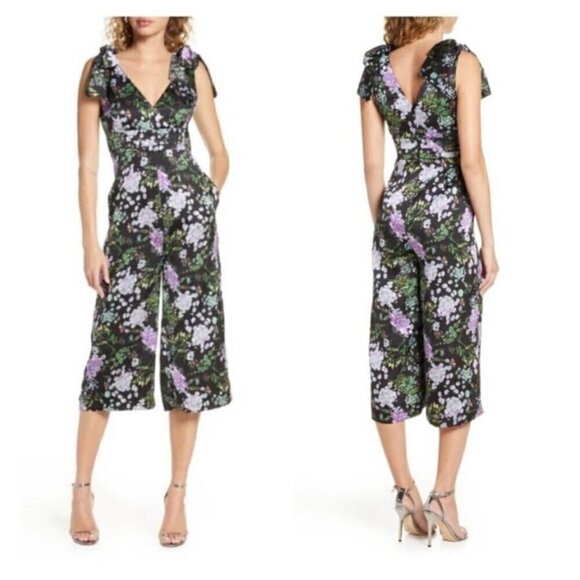 FOXIEDOX Anthropologie NWT $145 Wild Floral Boho Print Cropped Leg Jumpsuit Med - Picture 5 of 13